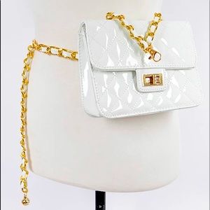 Beautiful Shinny Faux Croc Leather W/chain Belt